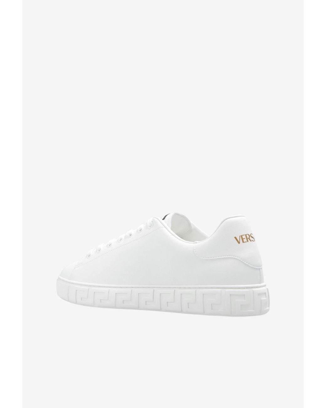 Versace White Greca Leather Low-Top Sneakers for men