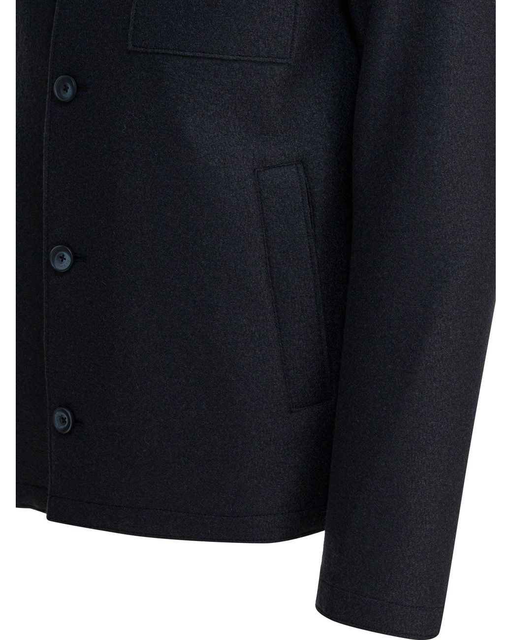 Herno Blue Virgin Wool Overshirt Jacket Jackets And Coats