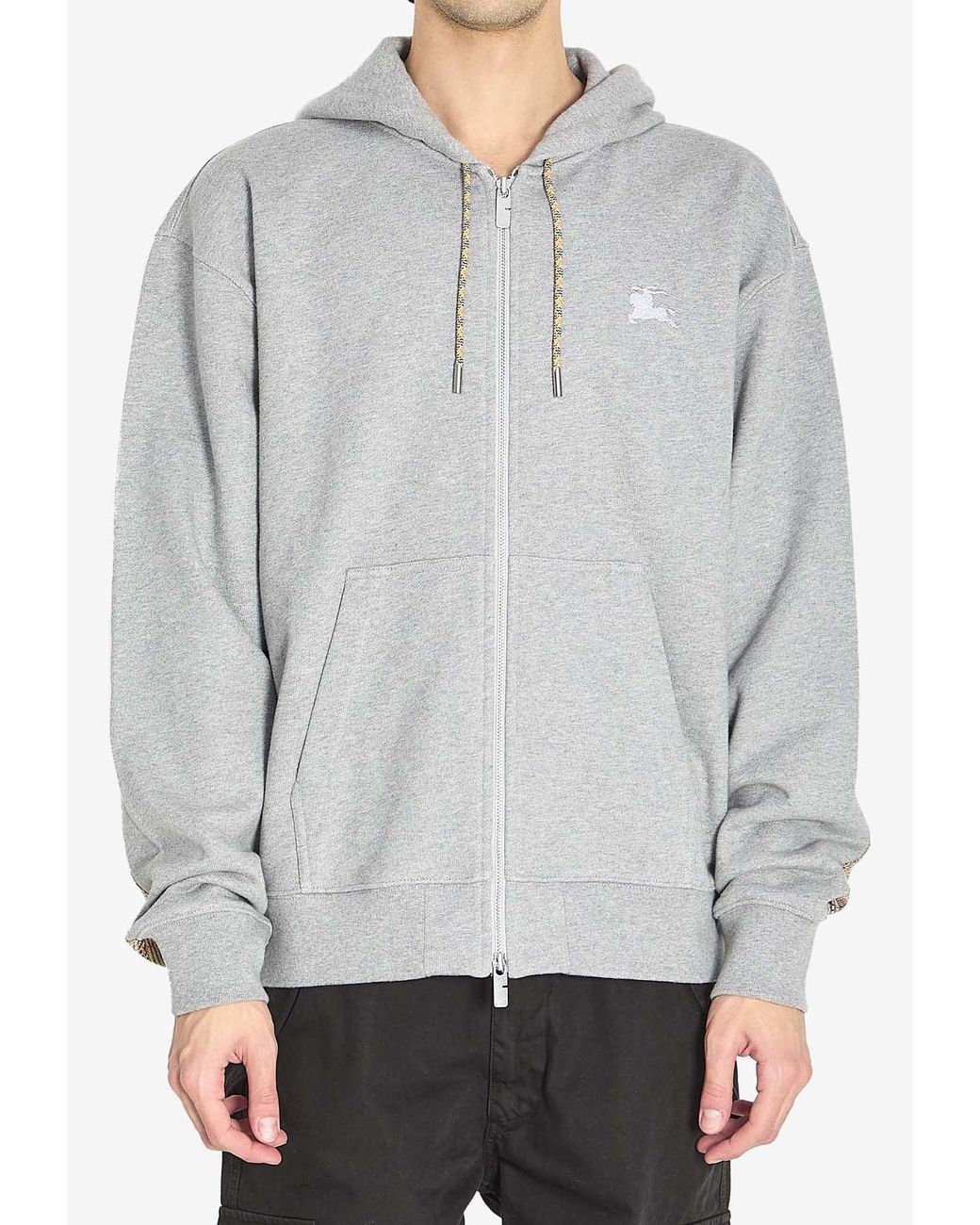 Burberry Zip-Up Hoodie in Gray for Men | Lyst