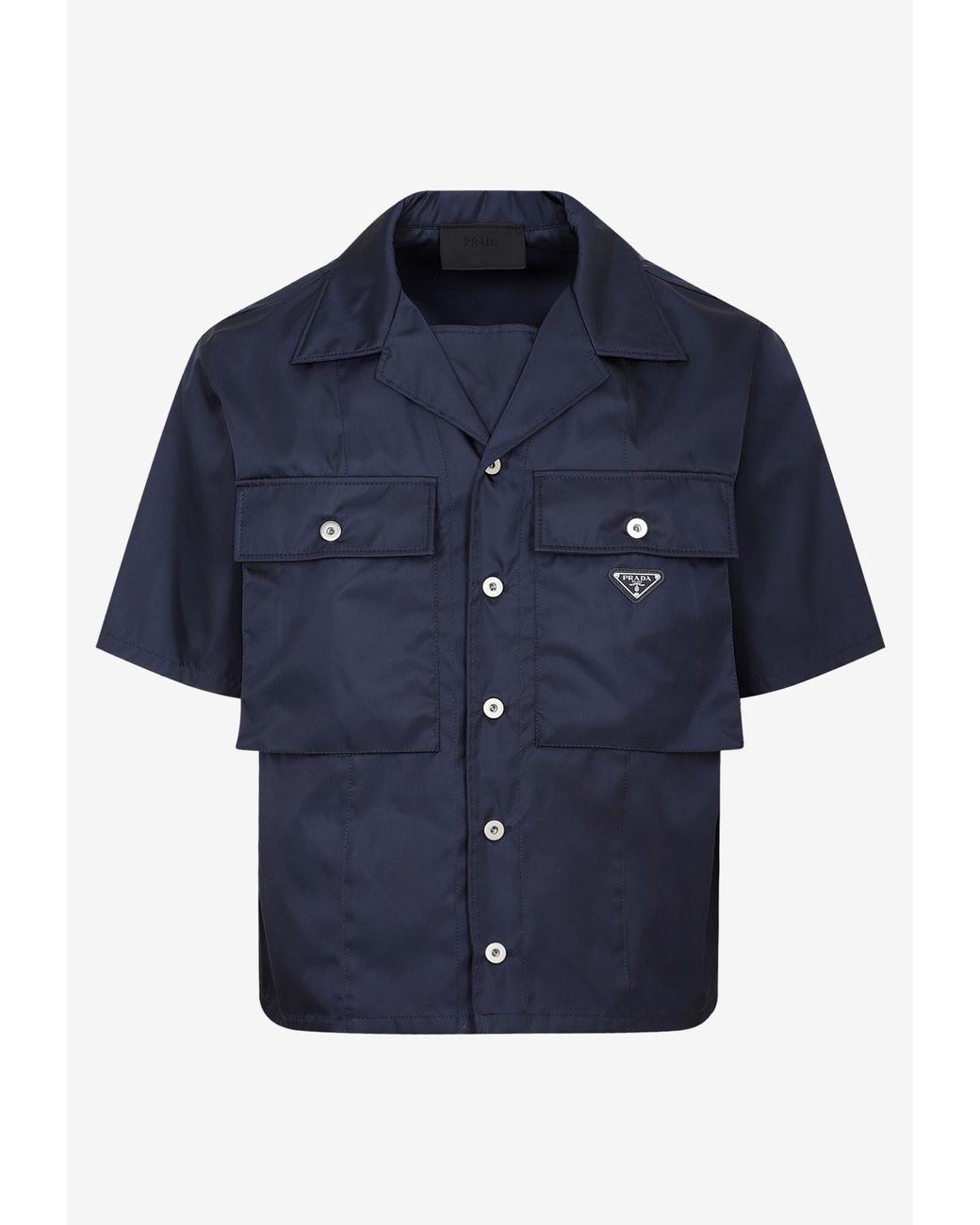 Prada Re-nylon Short-sleeved Shirt in Blue for Men