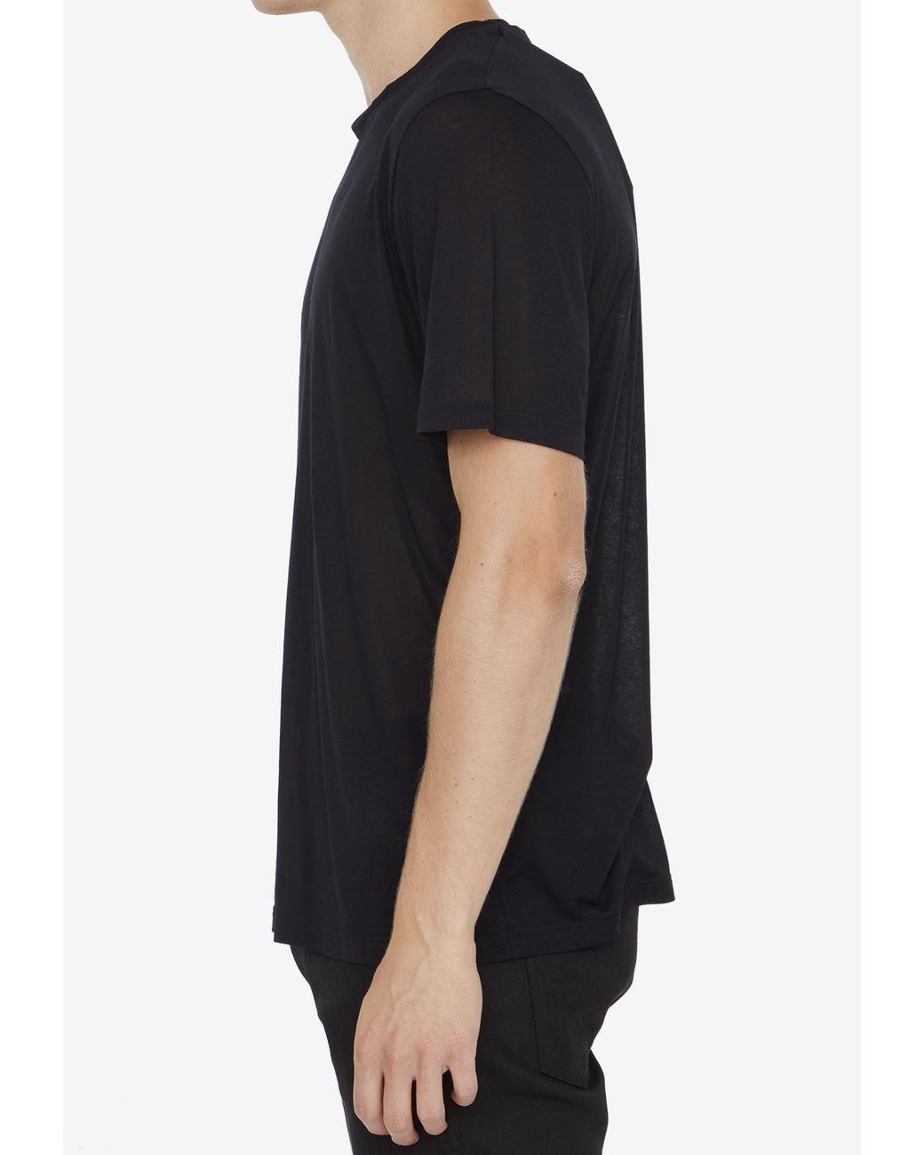 Saint Laurent Black Cassandre Embroidered T-Shirt for men