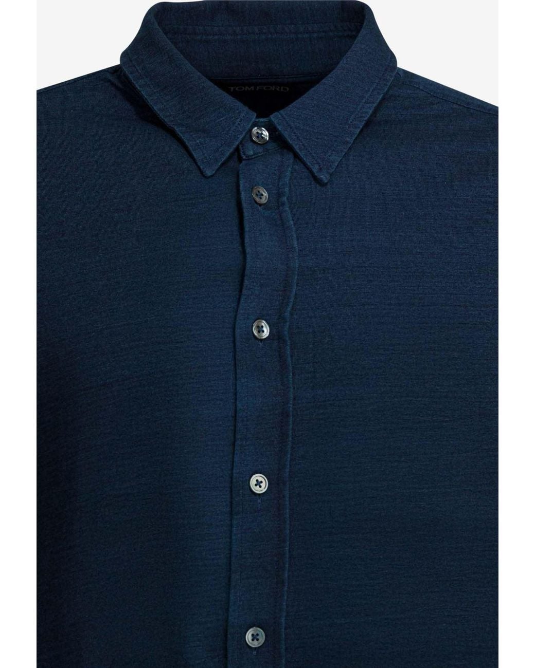 Tom Ford Blue Solid Buttoned Shirt for men