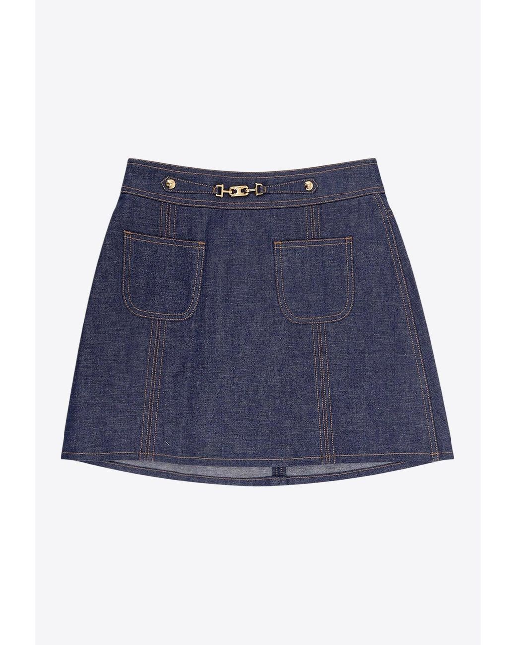 CELINE Denim trapeze mini skirt トラペーズ ミニスカート Women's Trapeze mini skirt in rinsed wash denim | CELINE | 24S