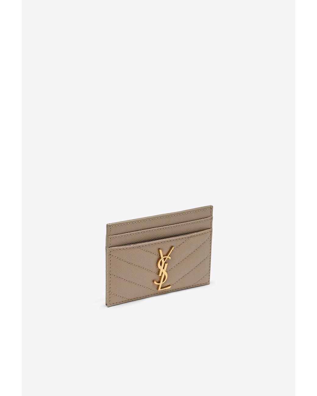 Monogram Leather Card Holder in Beige - Saint Laurent