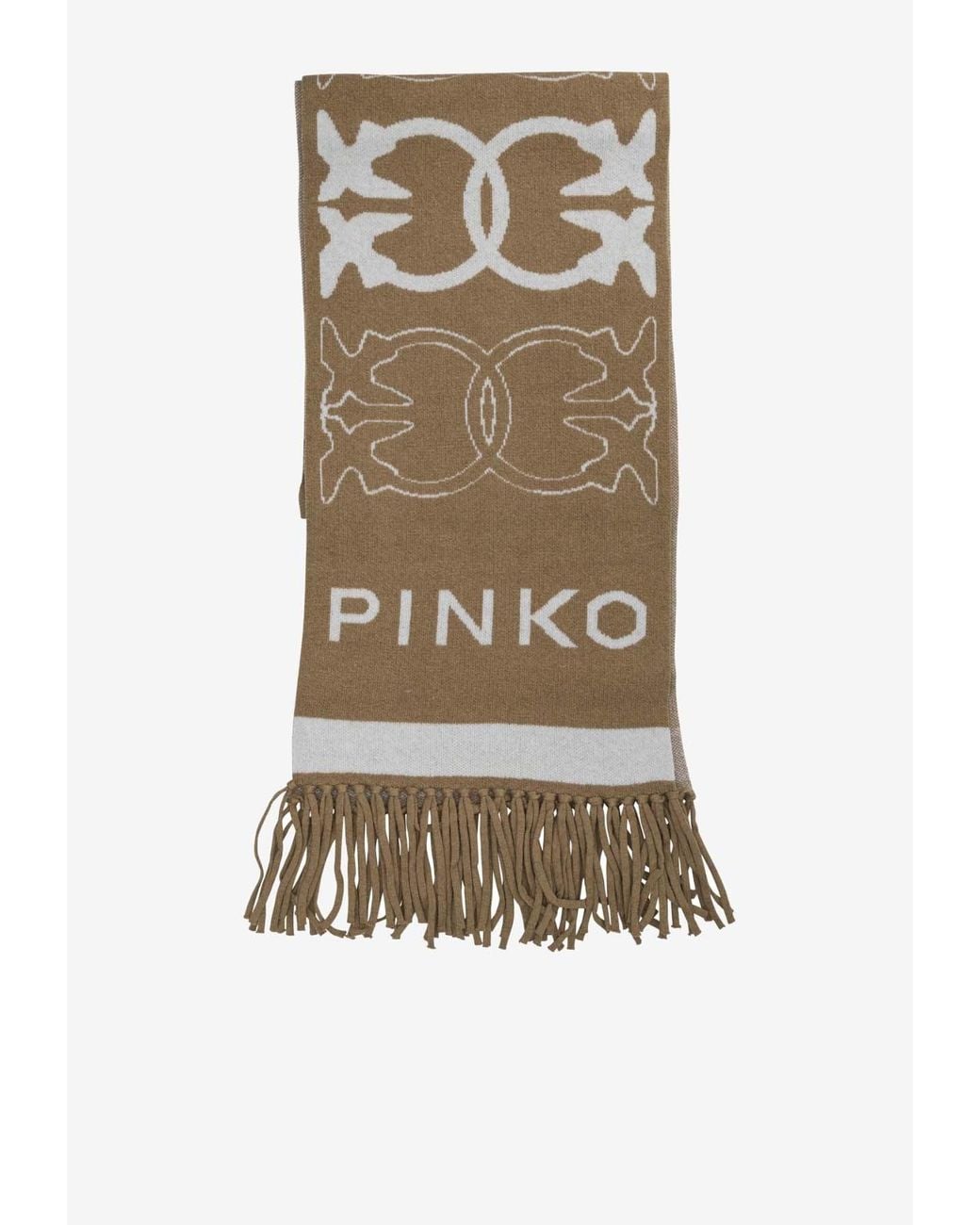 Pinko Natural Love Birds Fringed Scarf