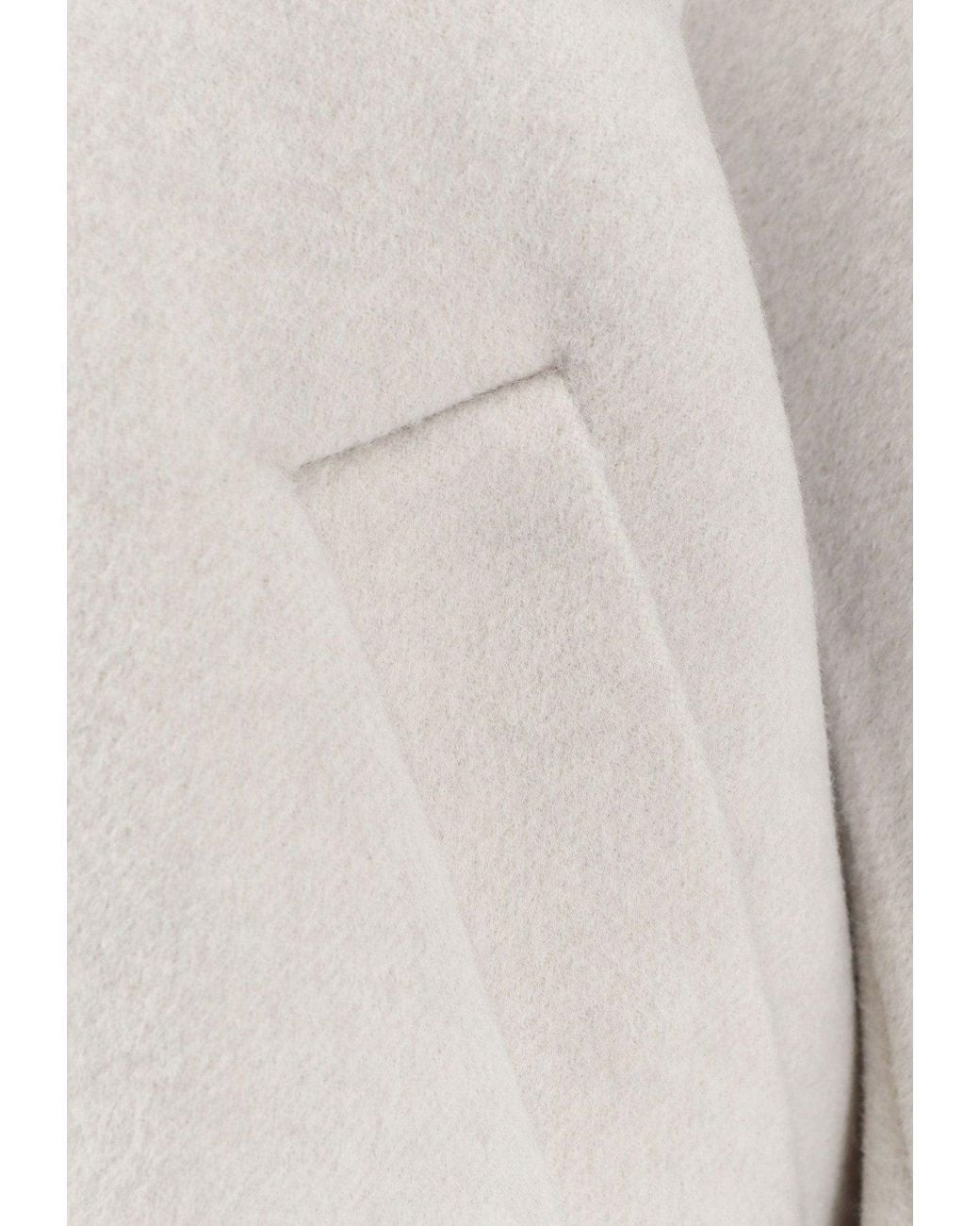 Brunello Cucinelli White High-Neck Wool Buttoned Jacket