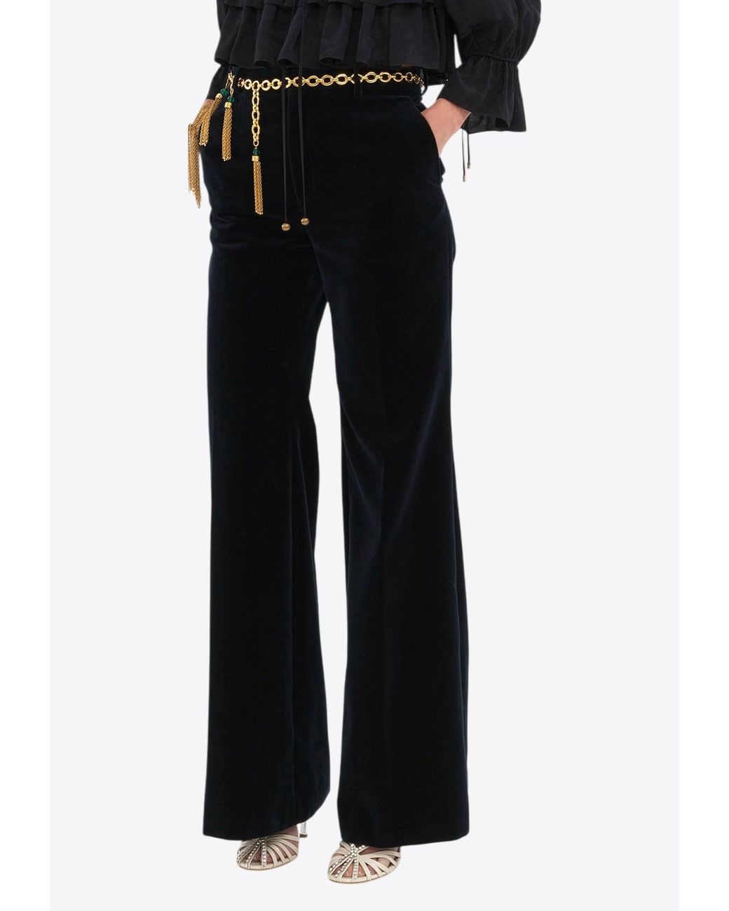 Chloé Black Flared Velvet Pants