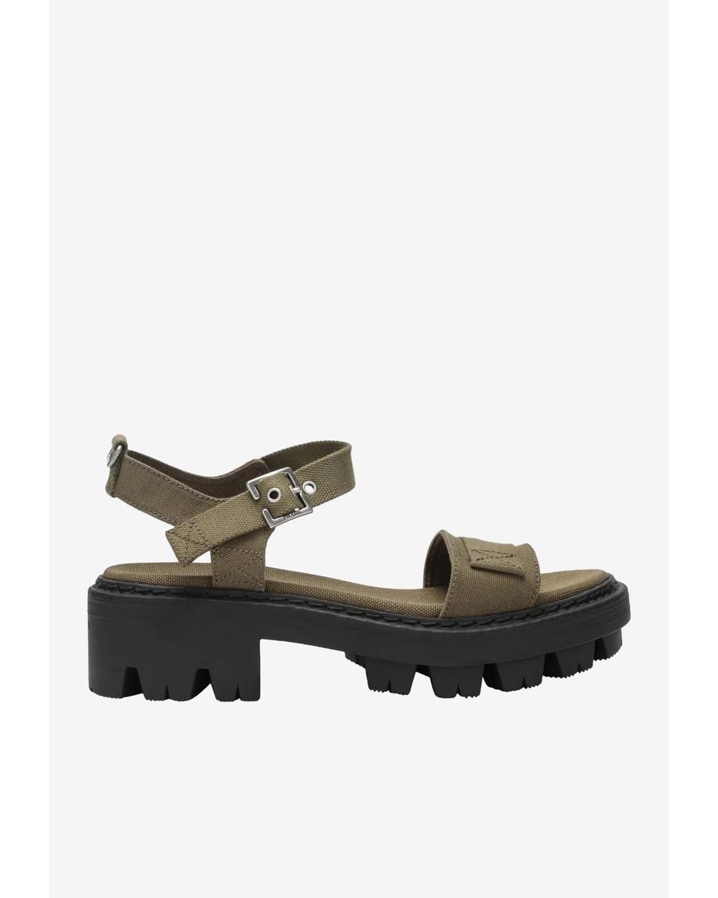 Prada Green Canvas Monoblock Sandals
