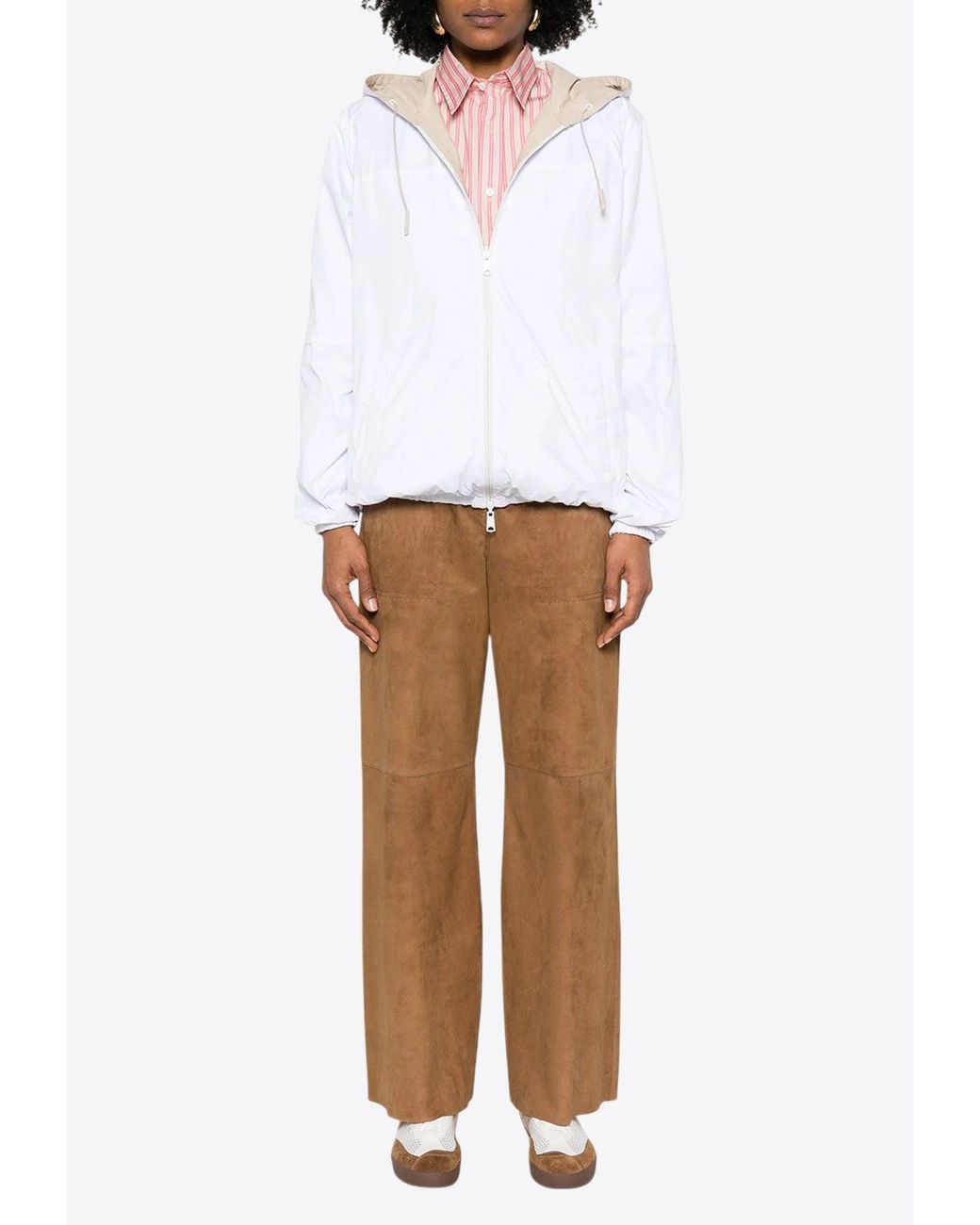 P.A.R.O.S.H. Natural Mitra Reversible Leather Zip-Up Jacket