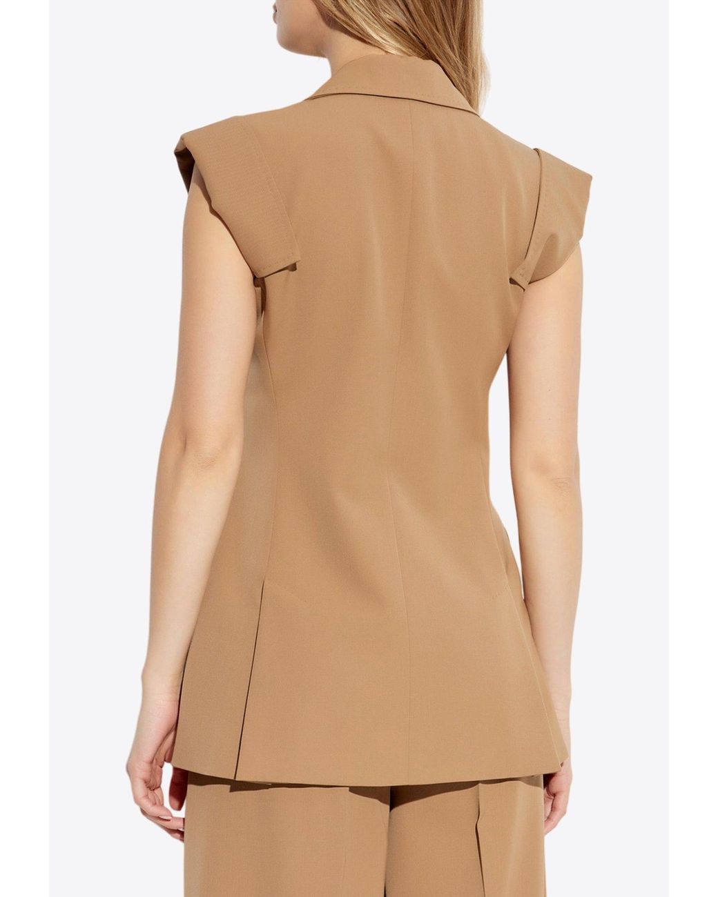 【MAX MARA】BERGAMO ノースリーブ ギャバジン ジャケット Max Mara Bergamo Sleeveless Gabardine Jacket in Natural | Lyst