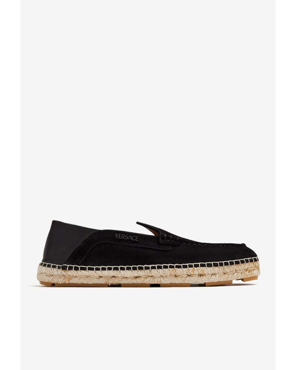 Versace White Suede And Leather Logo Espadrilles for men