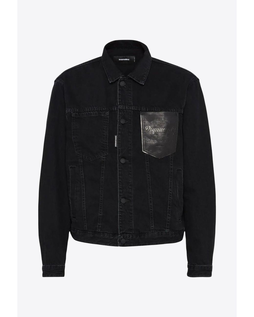 DSquared² Black Embossed-Logo Denim Jacket for men