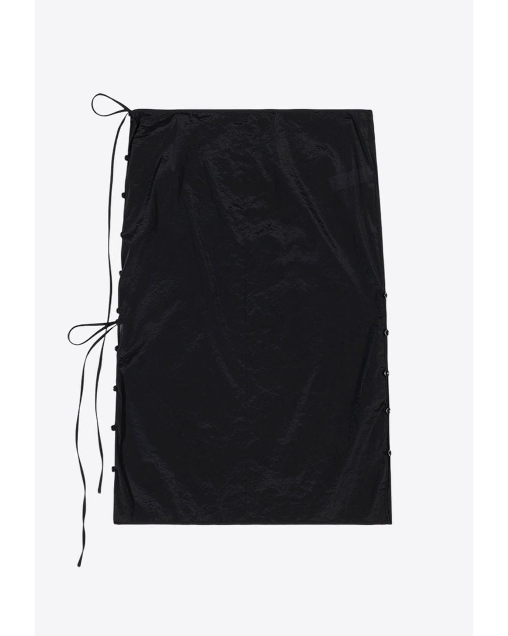 Low Classic Black See-Through Button Loop Midi Skirt