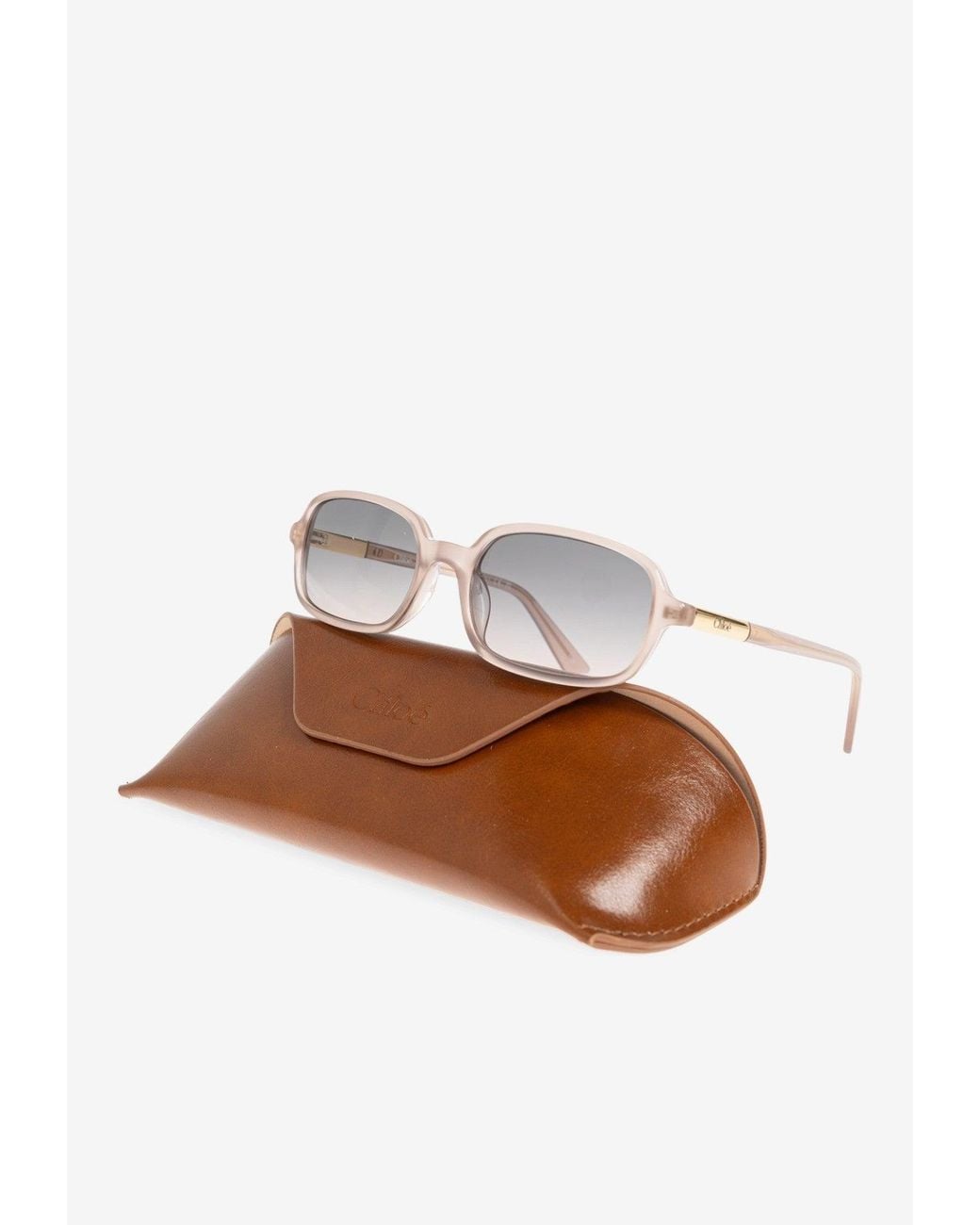Chloé White Judy Rectangular Sunglasses