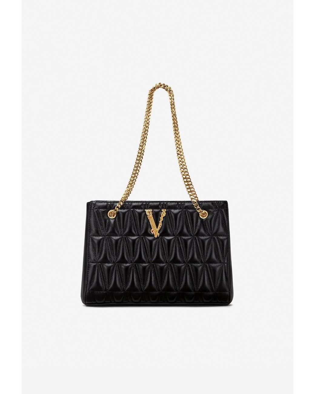 Versace Small Virtus Quilted Tote Bag In Nappa Leather in Black Lyst