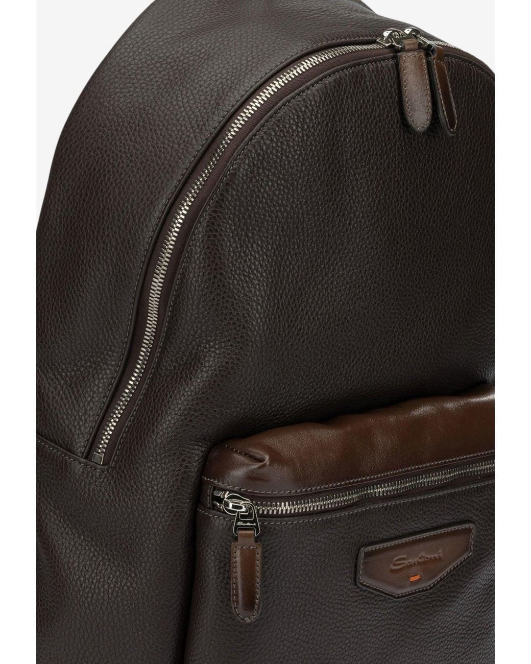 Leather Layout Picture Santoni Textured Leather Backpack in Black for Men | Lyst