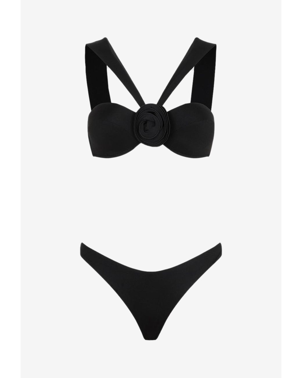LaRevêche Sahar Bikini With Flower Applique in Black | Lyst