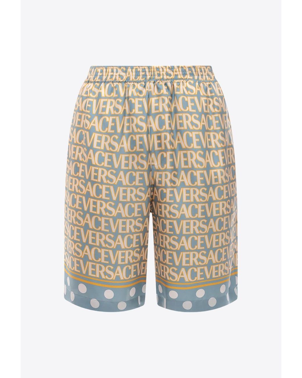 Versace all-over Barroco print silk shorts - Blue