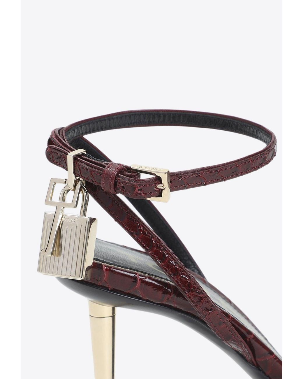 Tom Ford White Padlock 90 Python Print Leather Sandals