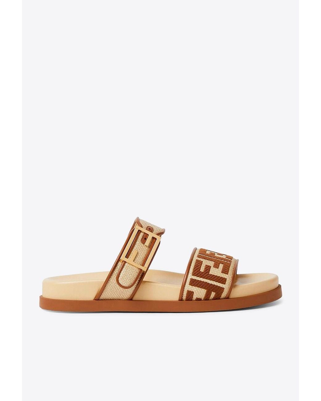 Fendi White Feel Monogram Slides