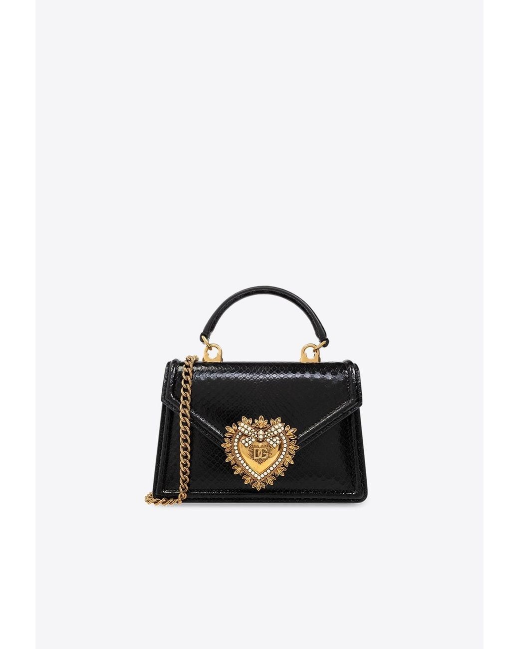 Dolce & Gabbana Small Devotion Python-Skin Shoulder Bag in Black | Lyst