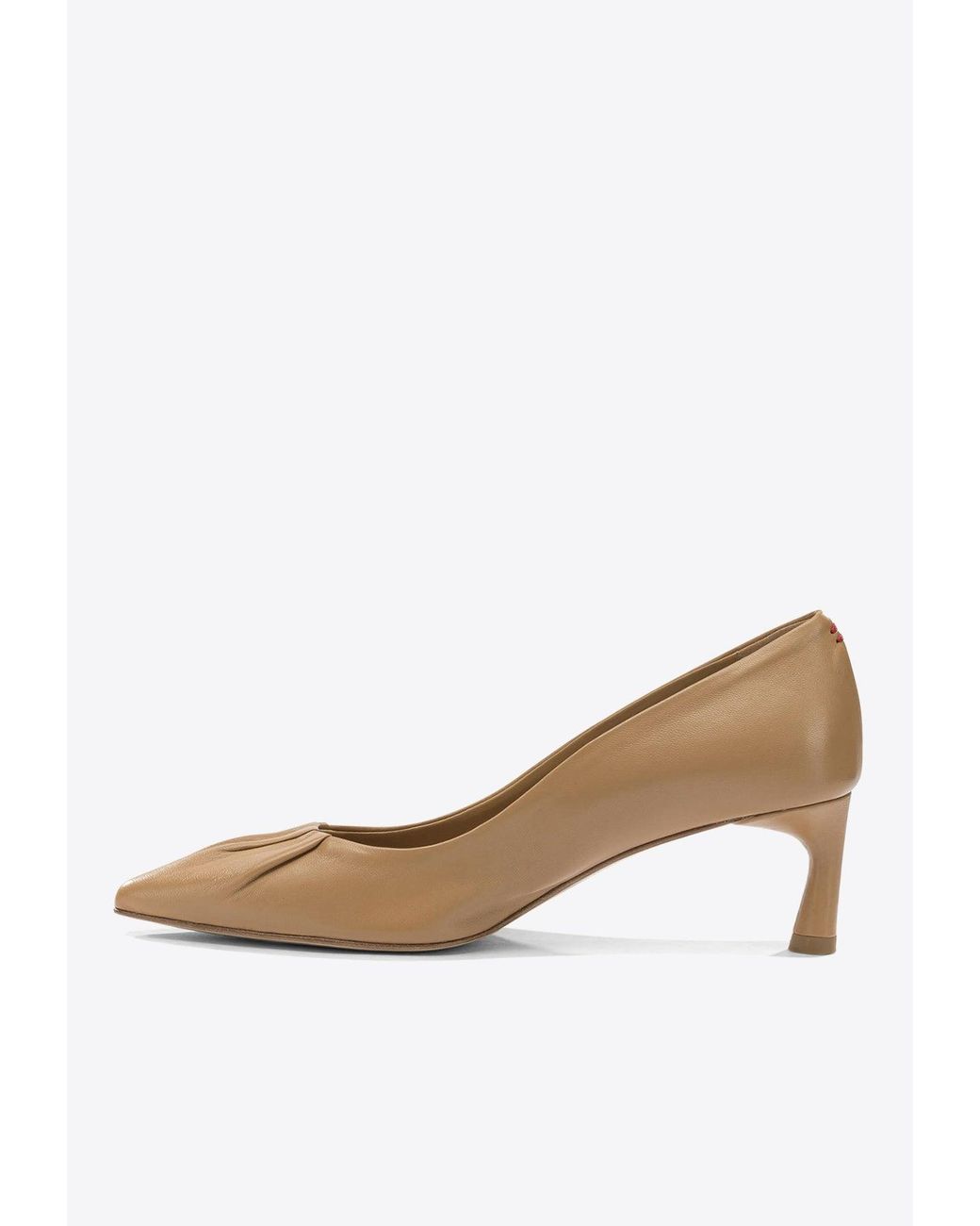 Halmanera White 45 Pleated Leather Pumps