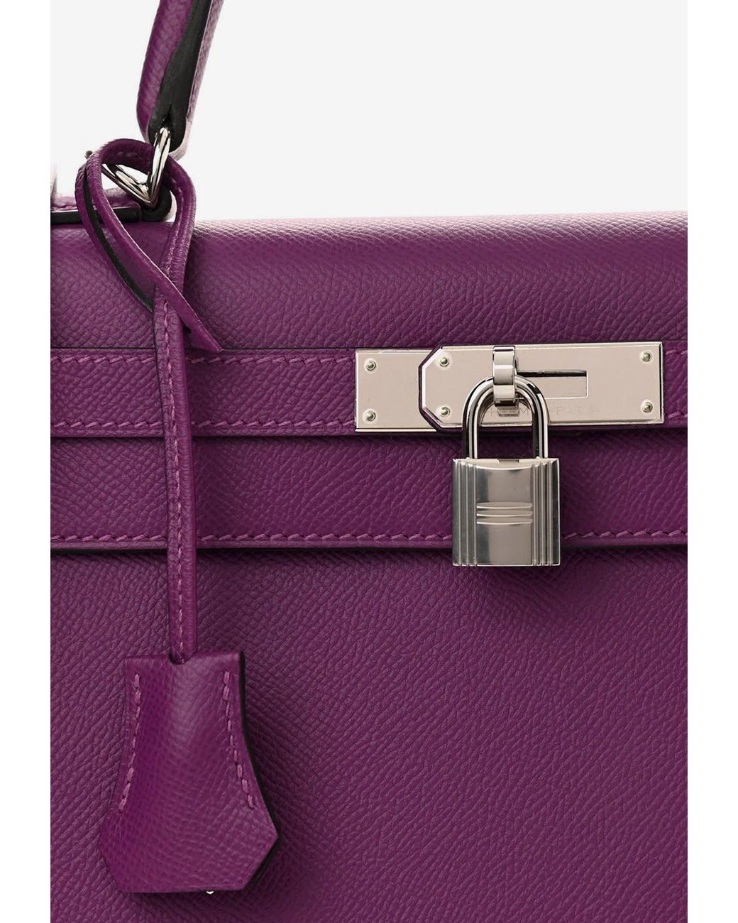Hermès Kelly 28 Sellier In Anemone Epsom Leather With Palladium Hardware in  Purple