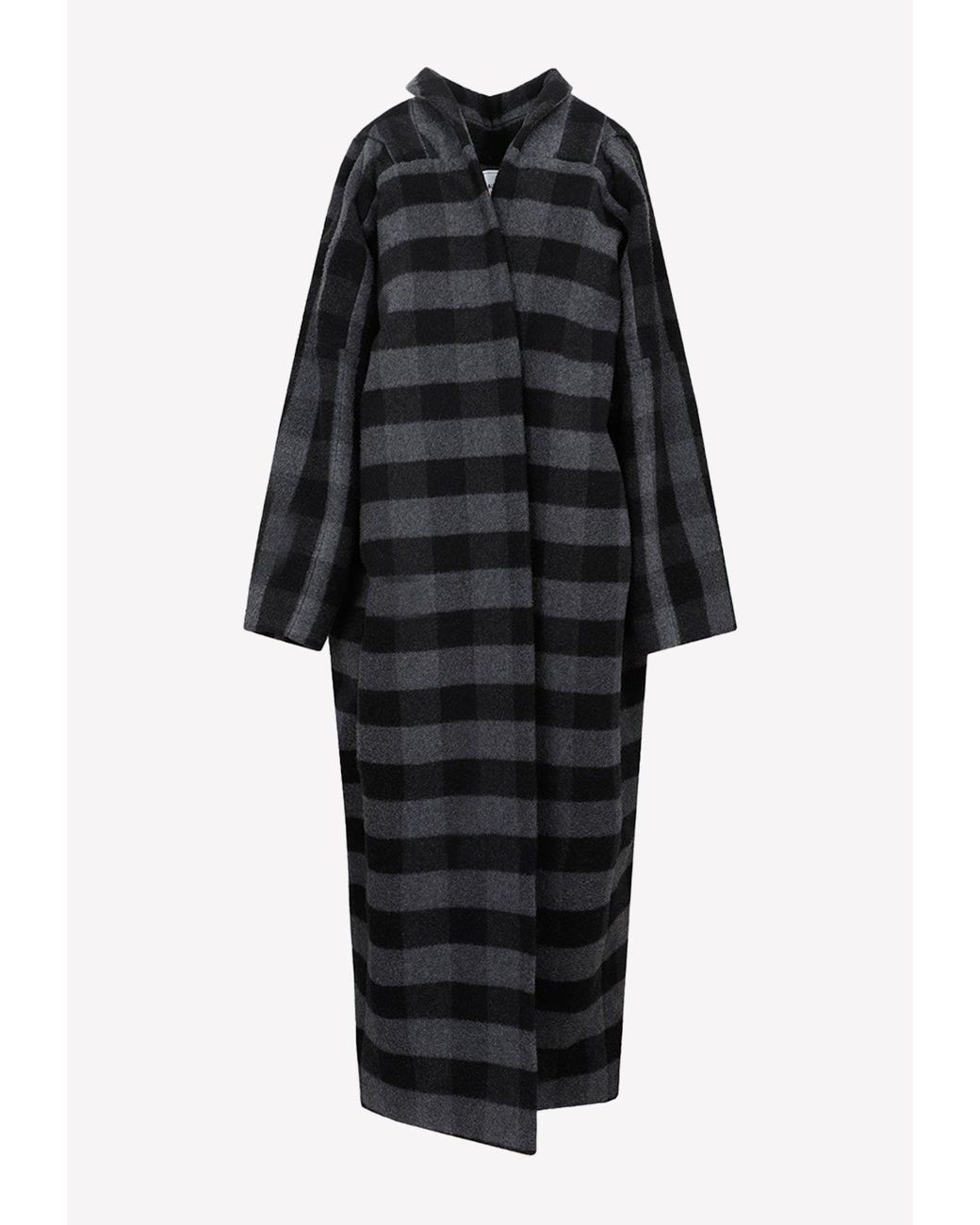 Balenciaga Oversized Swing Check Long Coat in Black | Lyst