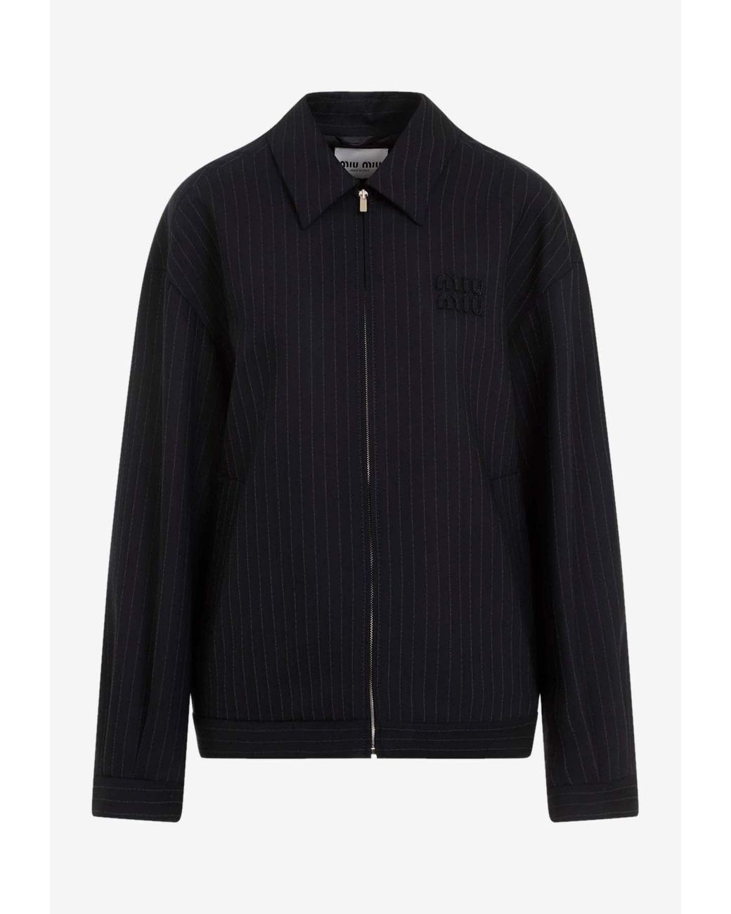 MiuMiu＊Pinstripe blouson ウール ストライプジャケット＊送込 MiuMiu＊Pinstripe blouson ウール ストライプジャケット＊送込