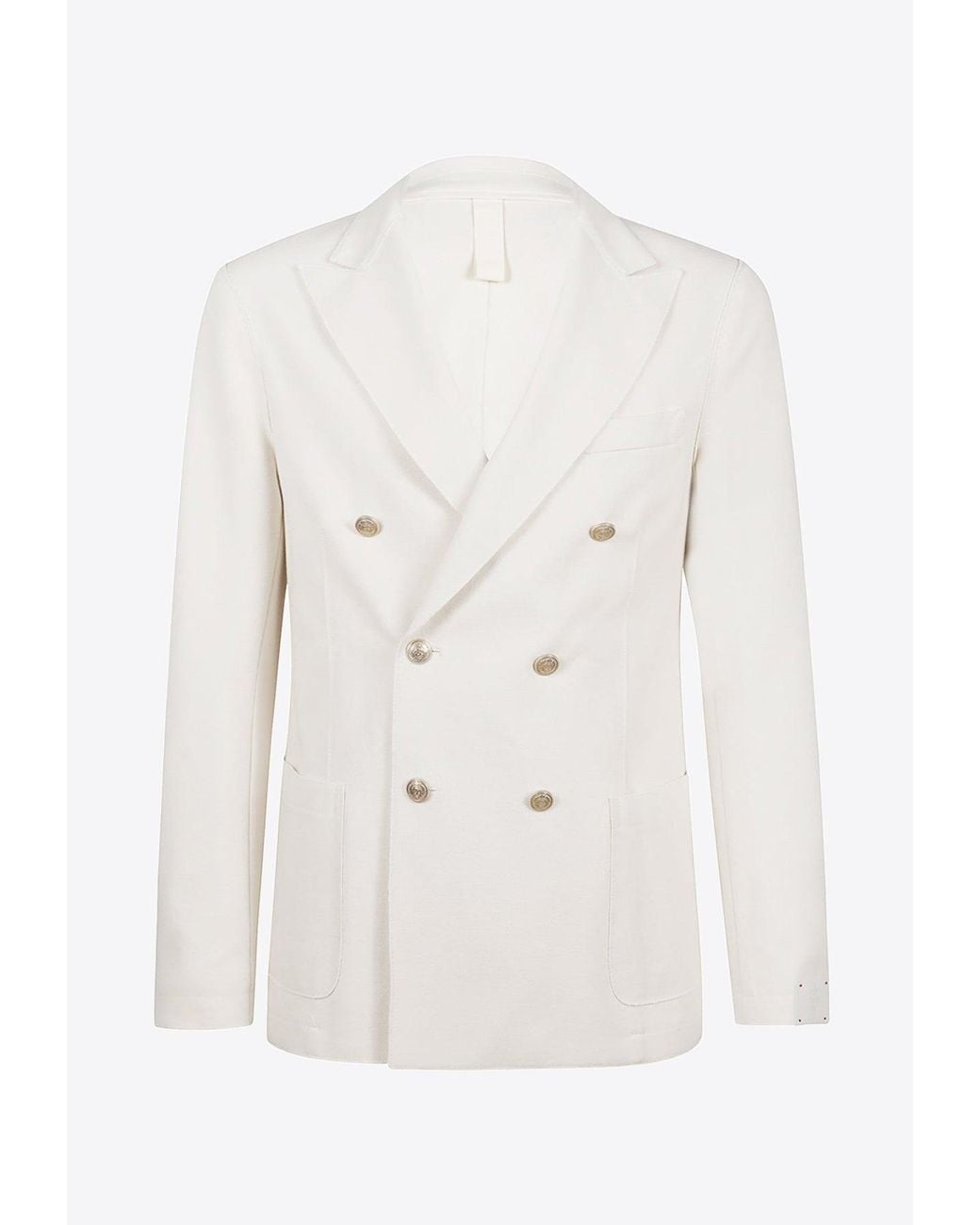 Eleventy White Double-Breasted Jacket With Six-Buttons for men