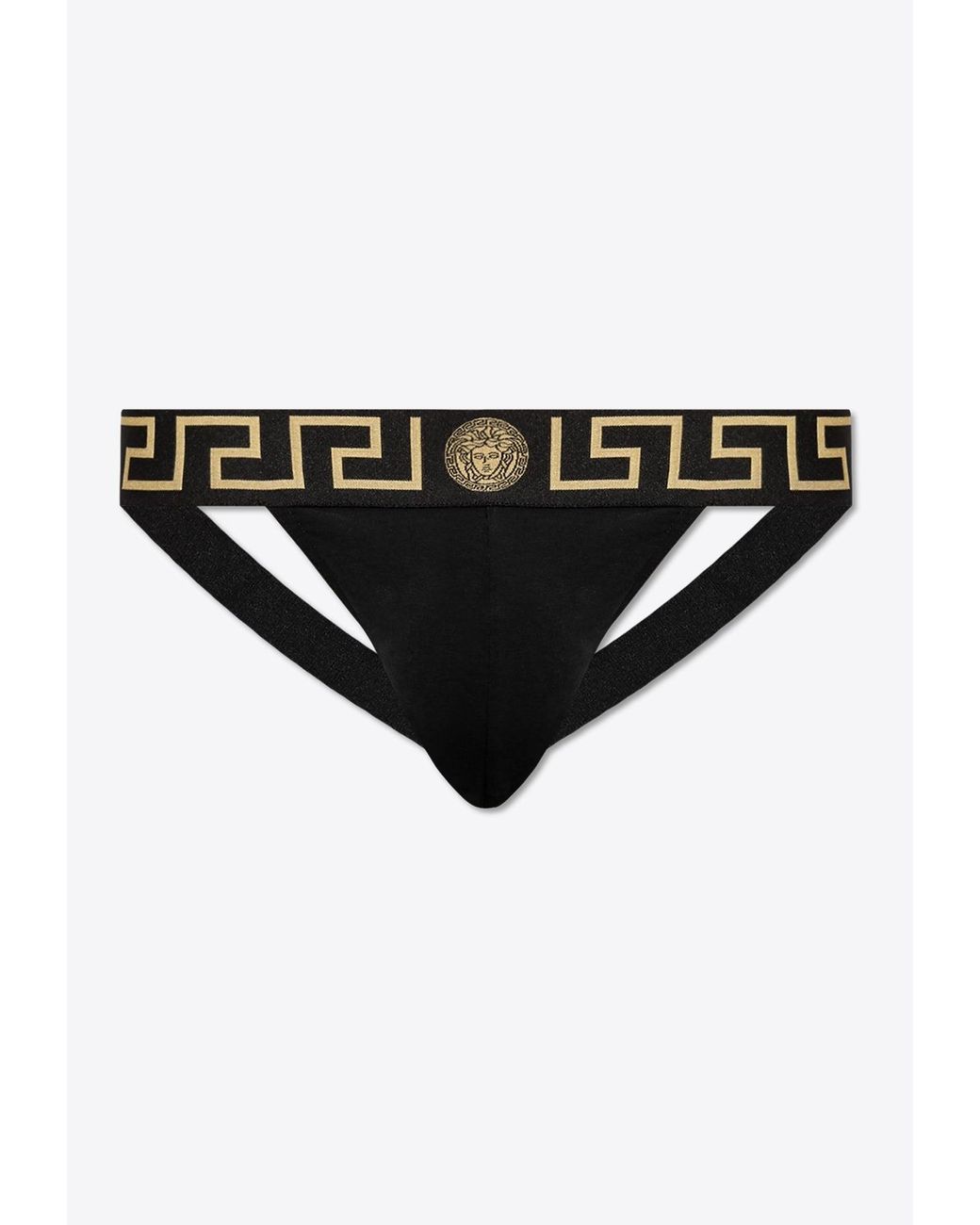 Versace Black Logo-Waistband Jockstraps for men