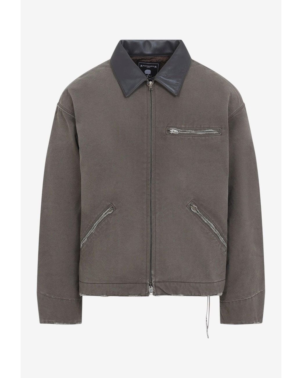 Mastermind Japan Gray Skull Print Washed Work Jacket for men
