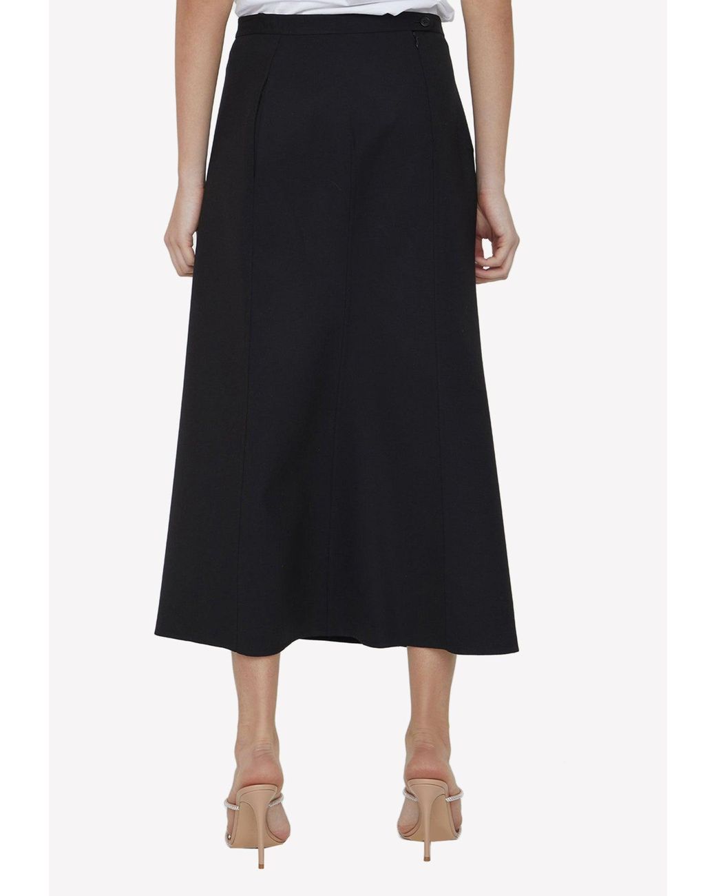 The Row Avianna Midi Skirt In Wool in Black Lyst