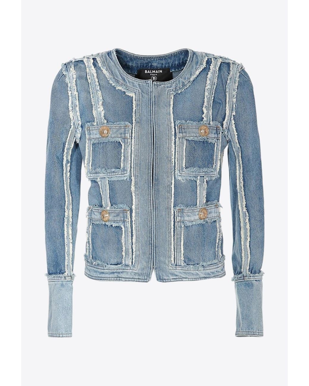 Balmain Blue Patchwork Short Blazer