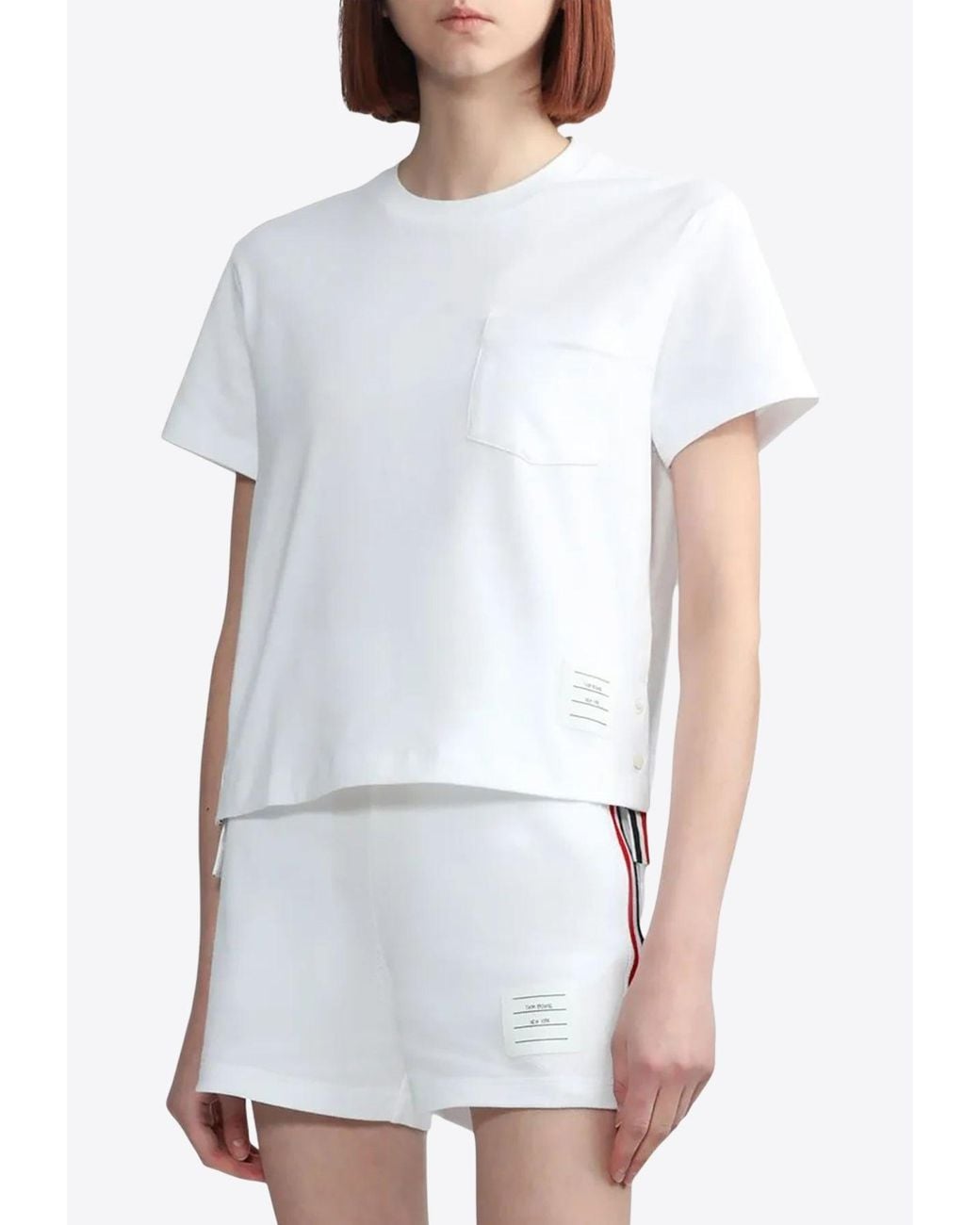 Thom Browne White Name Tag Patch T-Shirt