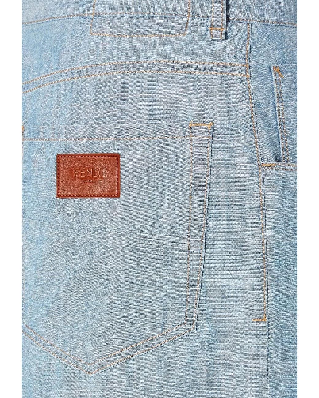 Fendi Blue Logo Patch Essential Straight-Leg Jeans for men