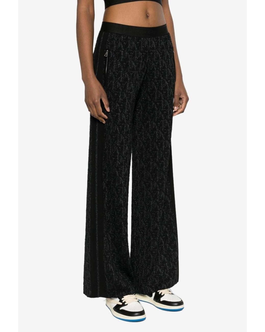 Palm Angels Black Monogram Jacquard Flared Pants