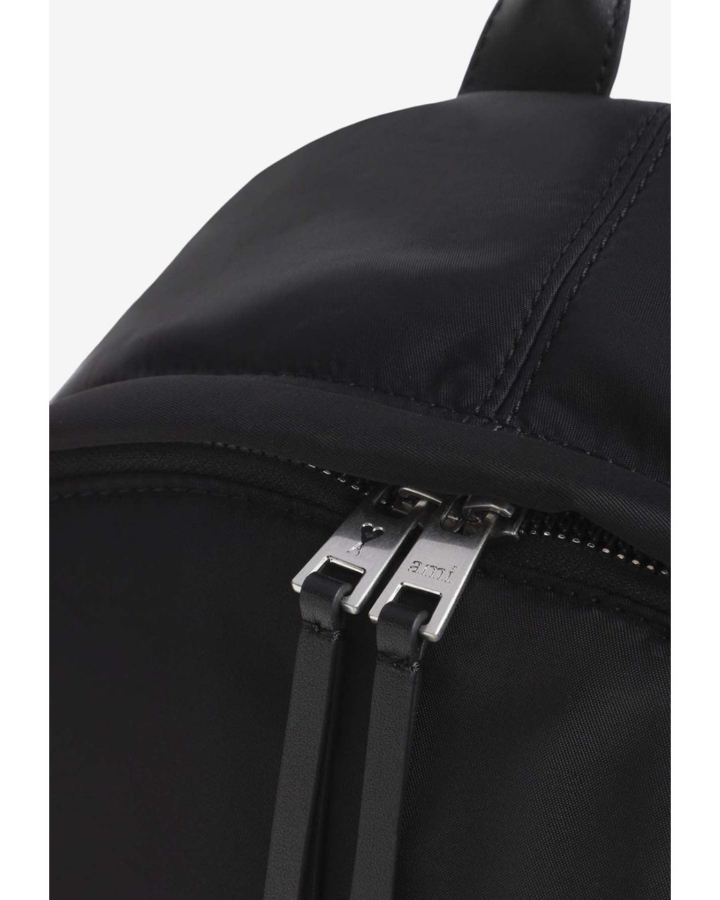 AMI Black Marcel Backpack With Logo-Patch for men