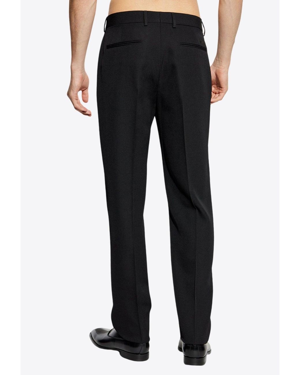 Versace Black Tailored Wool Tapered Pants for men