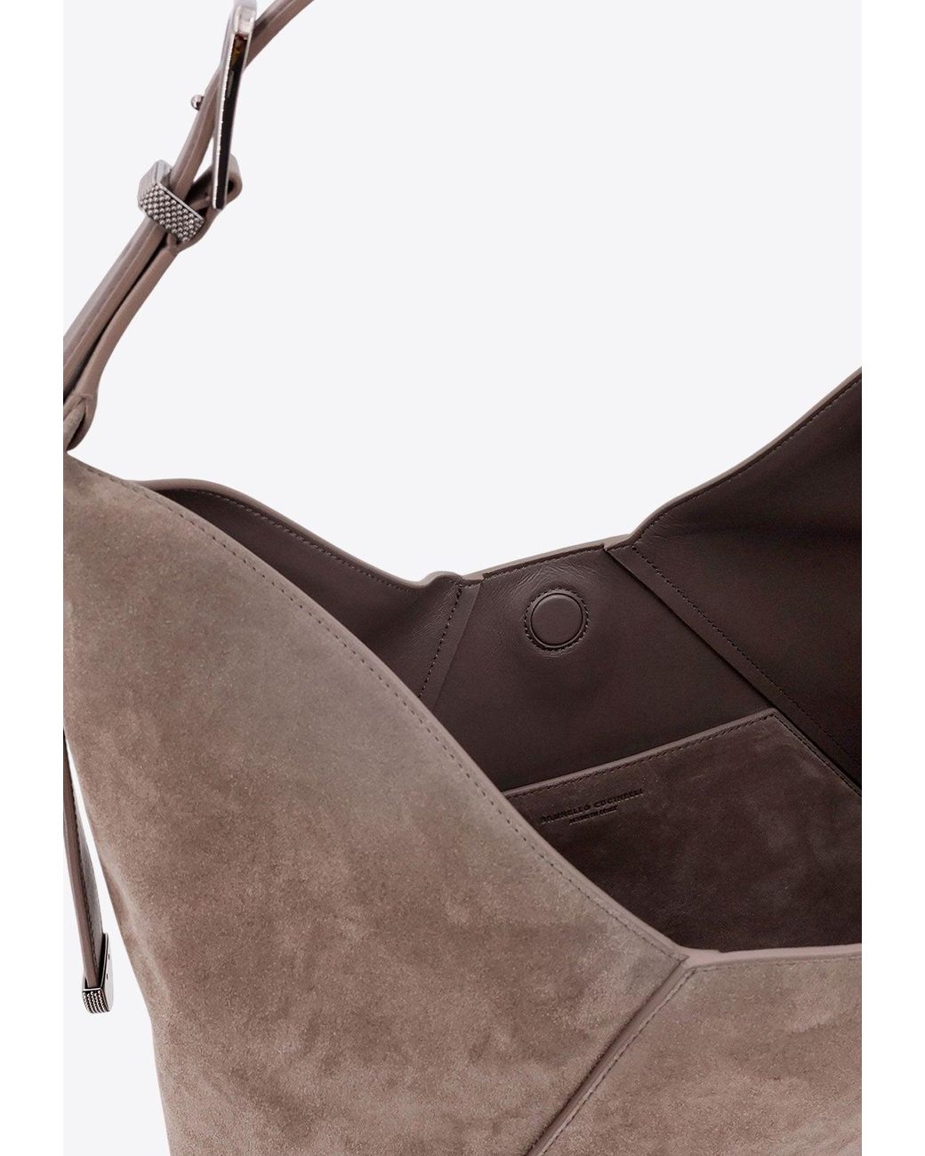 Brunello Cucinelli Large Bc Duo Suede Hobo Bag in Brown | Lyst