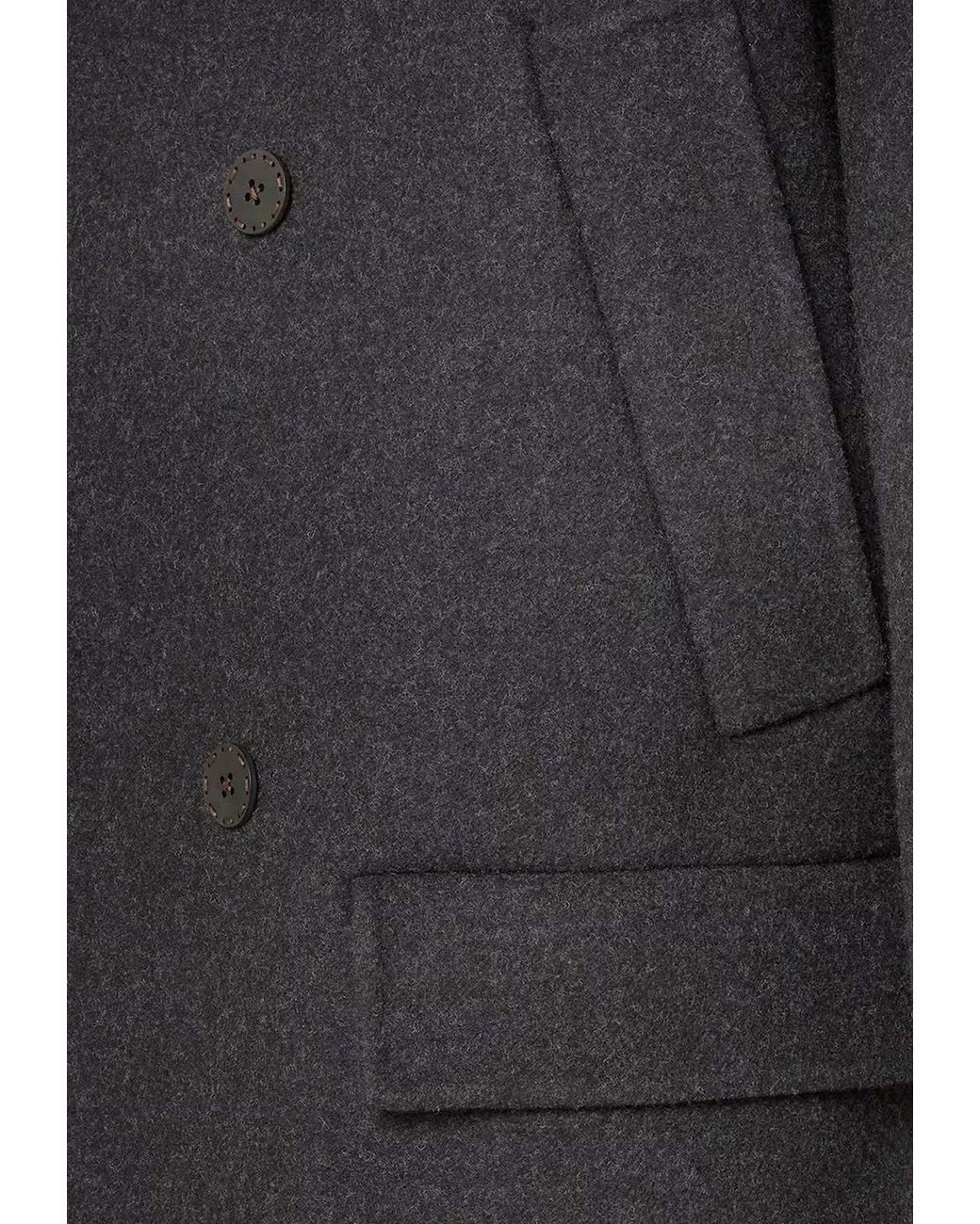 Fendi Gray Double-Breasted Wool Coat for men