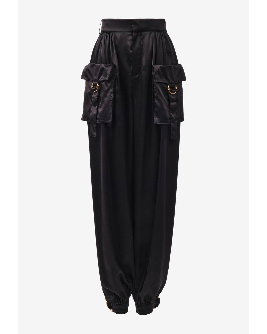 Chloé Black Silk Fluid Cargo Pants
