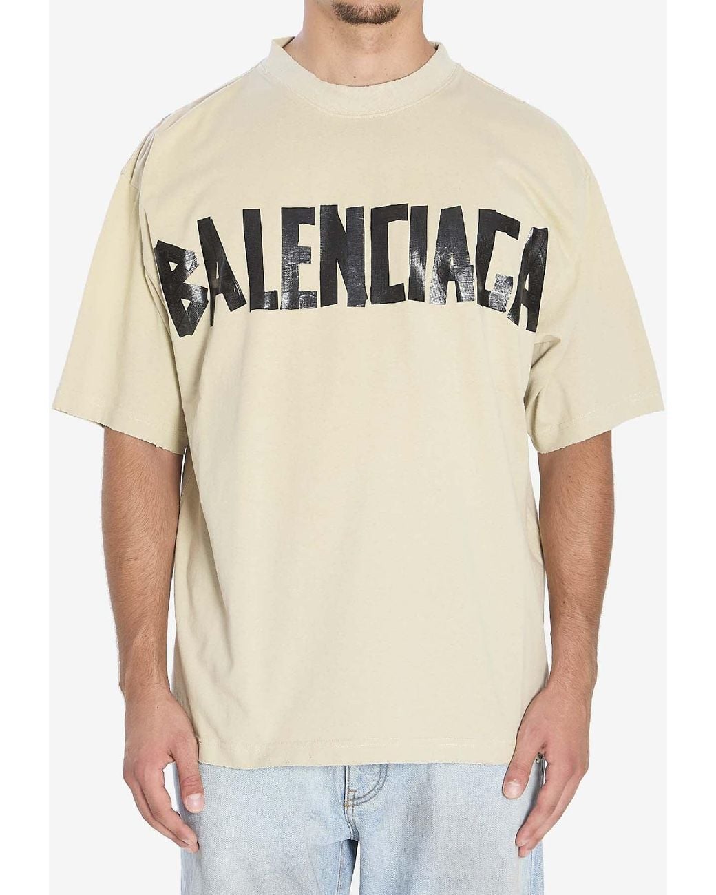 Balenciaga Tape Type T-Shirt in Natural for Men | Lyst