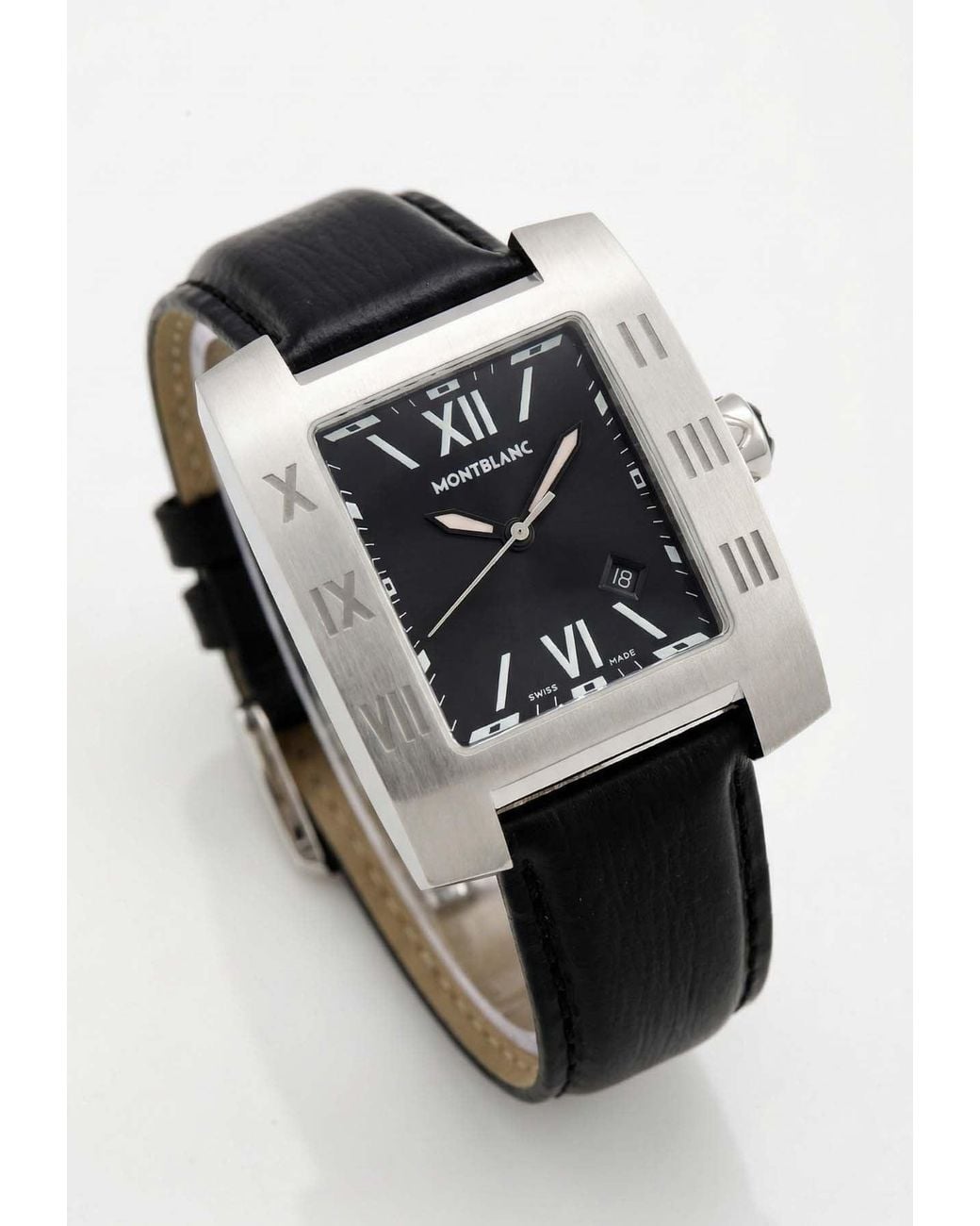Montblanc Black Profile Rectangular Stainless Steel Watch for men