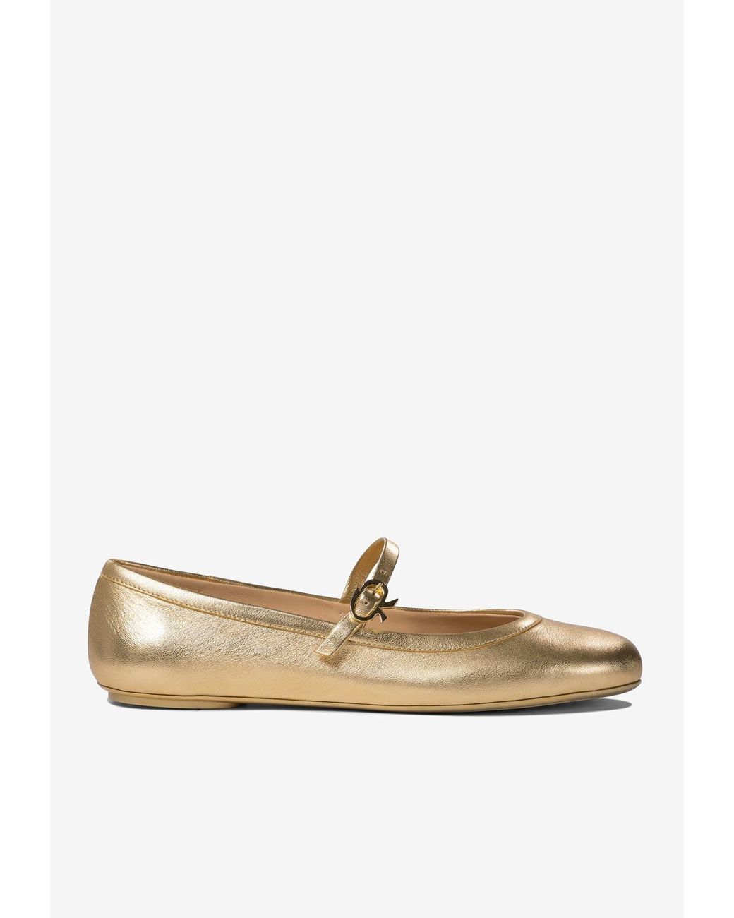 Gianvito Rossi Carla Metallic Leather Ballet Flats in White | Lyst