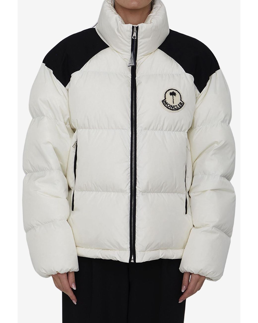 8 MONCLER PALM ANGELS Nevin Short Down Jacket in White | Lyst