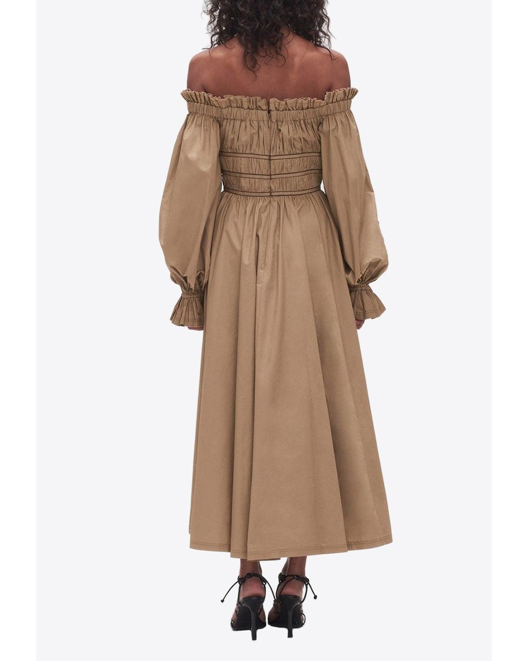 Aje. Wattle Off-shoulder Midi Dress in Natural | Lyst