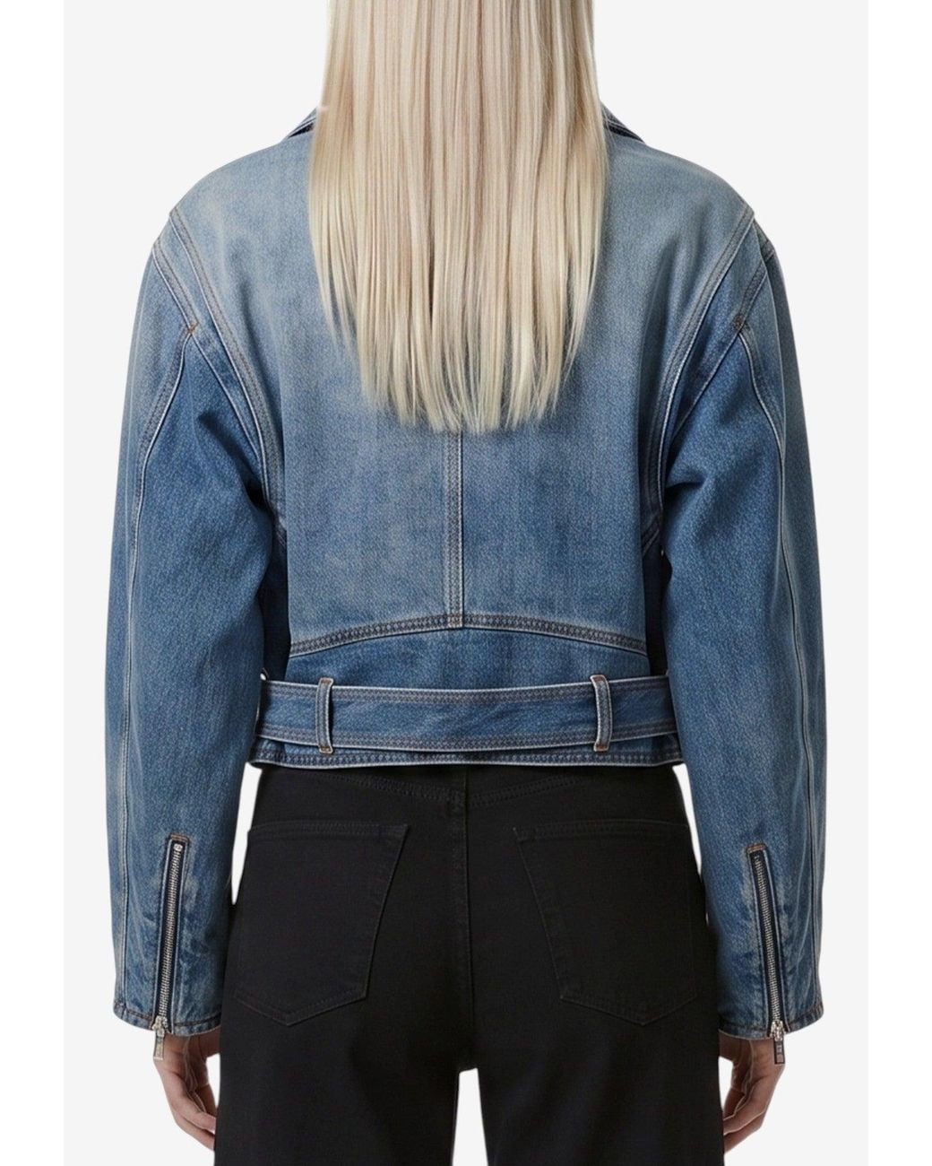 Alaïa Blue Reverse Cropped Denim Jacket