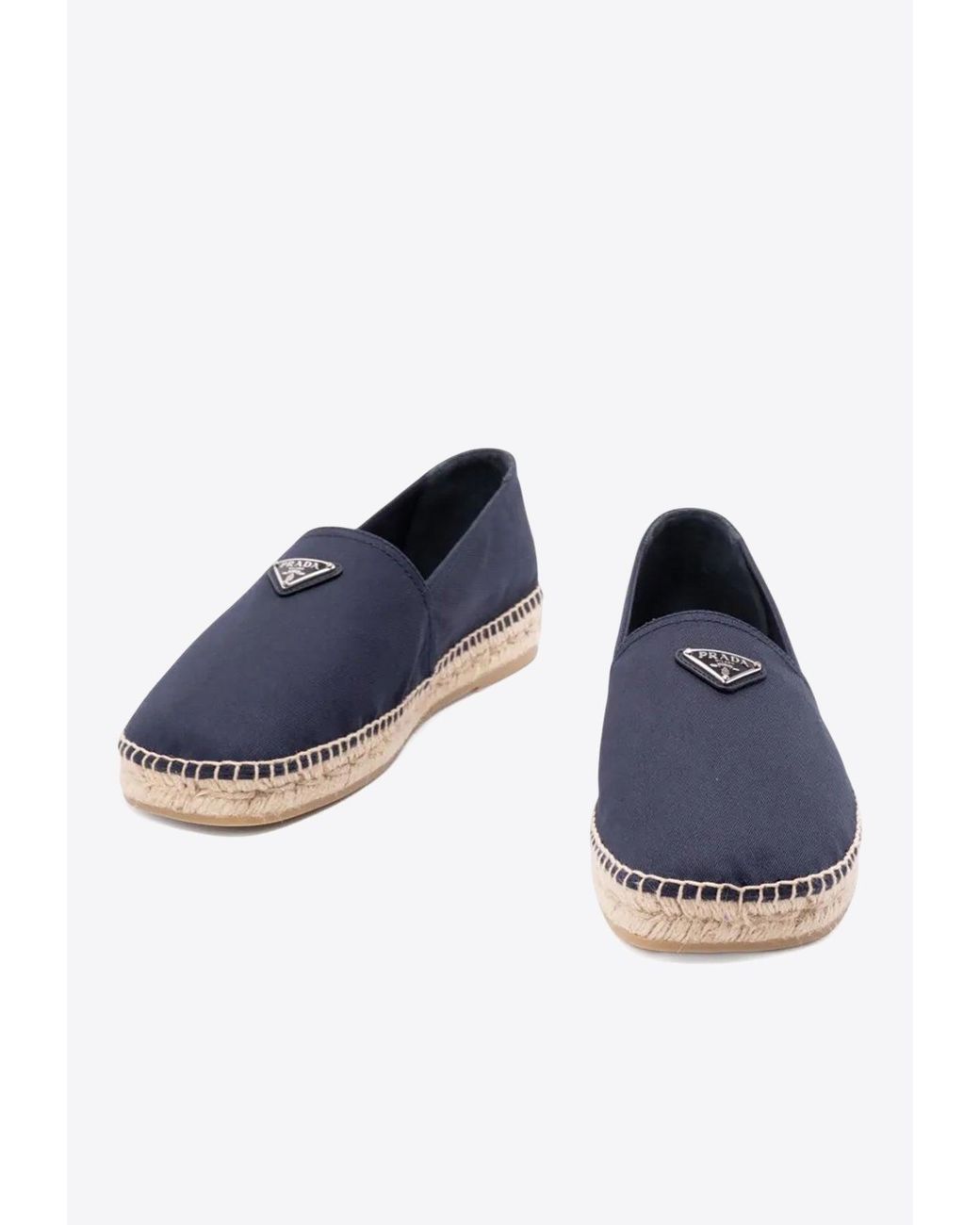 Prada Blue Triangle Logo Canvas Espadrilles for men