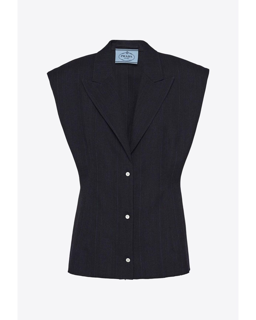 Prada Blue Single-Breasted Wool Vest
